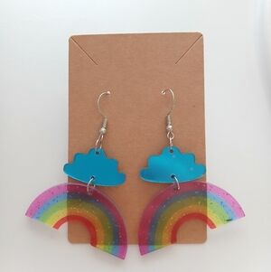 Fashion Jewelry Blue Cloud Rainbow Dangle Earrings